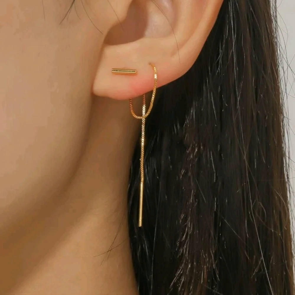 NEW 18k Gold Threader Earrings - Picture 1 of 3